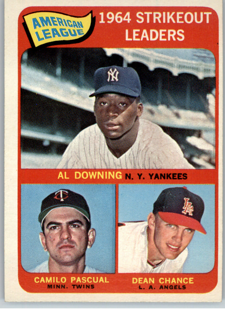 1965 Topps #11 AL Strikeout Leaders/Al Downing/Dean Chance/Camilo Pascual