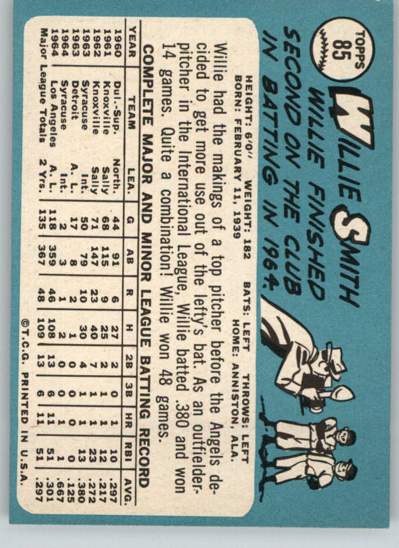 1965 Topps #85 Willie Smith RC back image