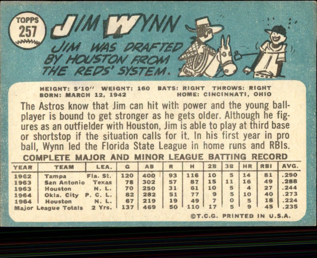 1965 Topps #257 Jim Wynn back image