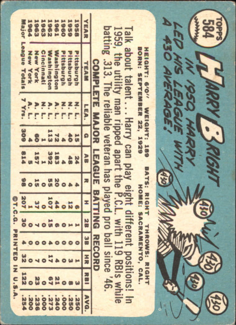 1965 Topps #584 Harry Bright - VG-EX