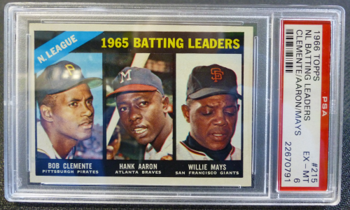 1966 Topps #215 NL Batting Leaders/Bob Clemente/Hank Aaron/Willie Mays