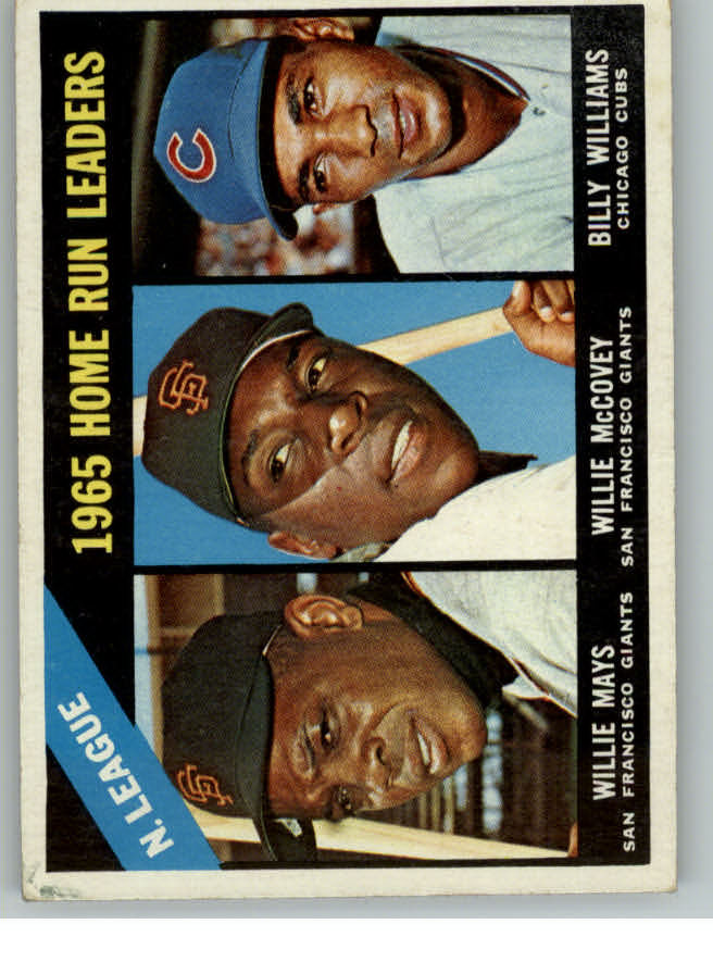 1966 Topps #217 NL Home Run Leaders/Willie Mays/Willie McCovey/Billy Williams