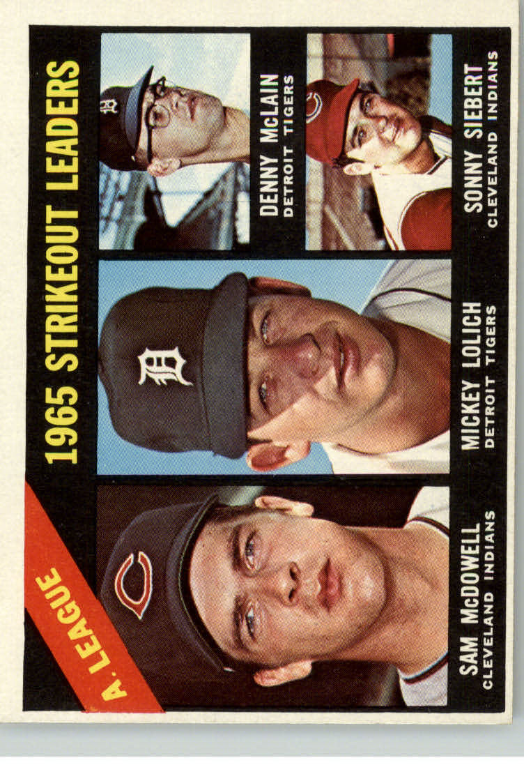 1966 Topps #226 AL Strikeout Leaders/Sam McDowell/Mickey Lolich/Dennis McLain/Sonny Siebert
