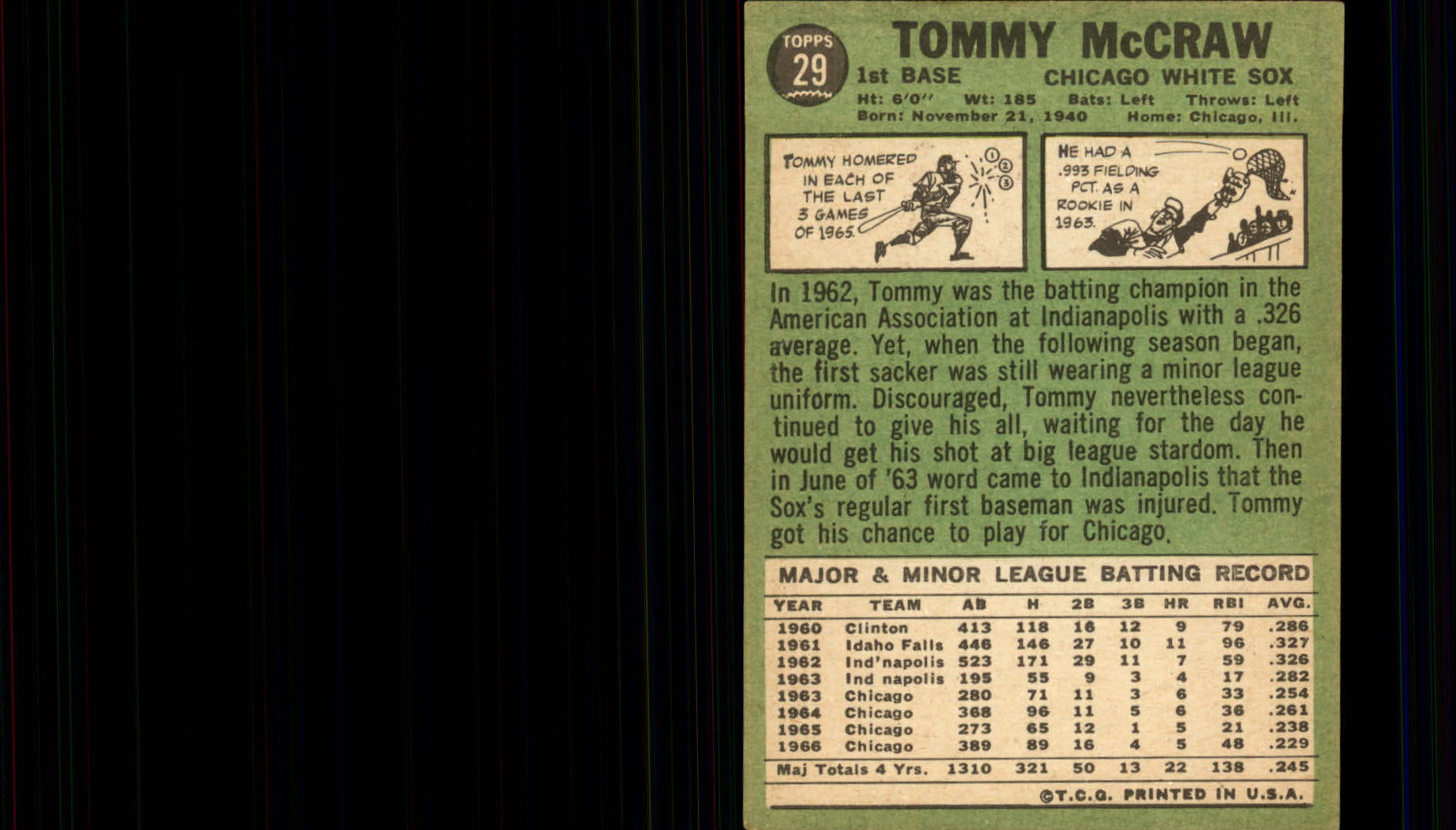 1967 Topps #29 Tom McCraw back image