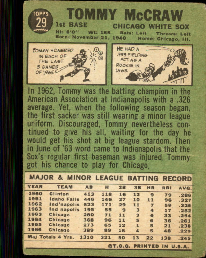 1967 Topps #29 Tom McCraw back image