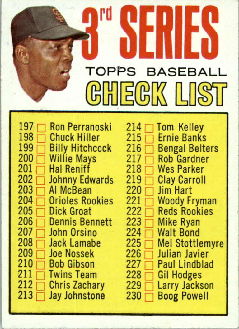 1967 Topps #191A Willie Mays CL3/214 Tom Kelley