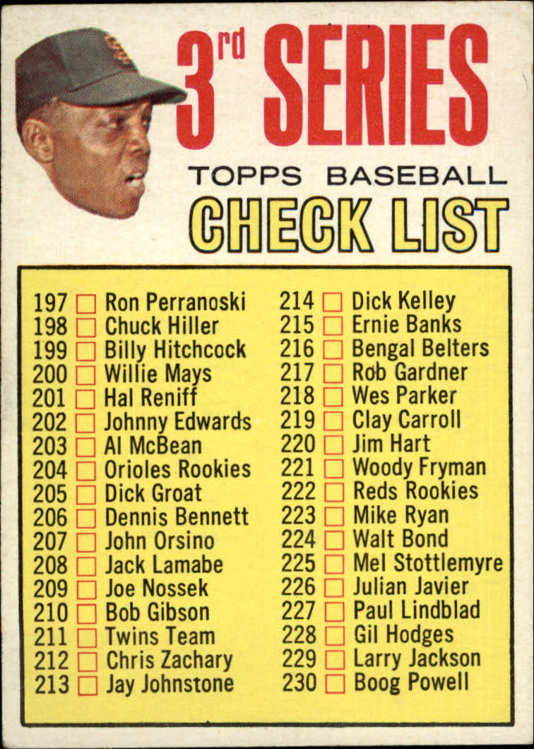 1967 Topps #191B Willie Mays CL3/214 Dick Kelley