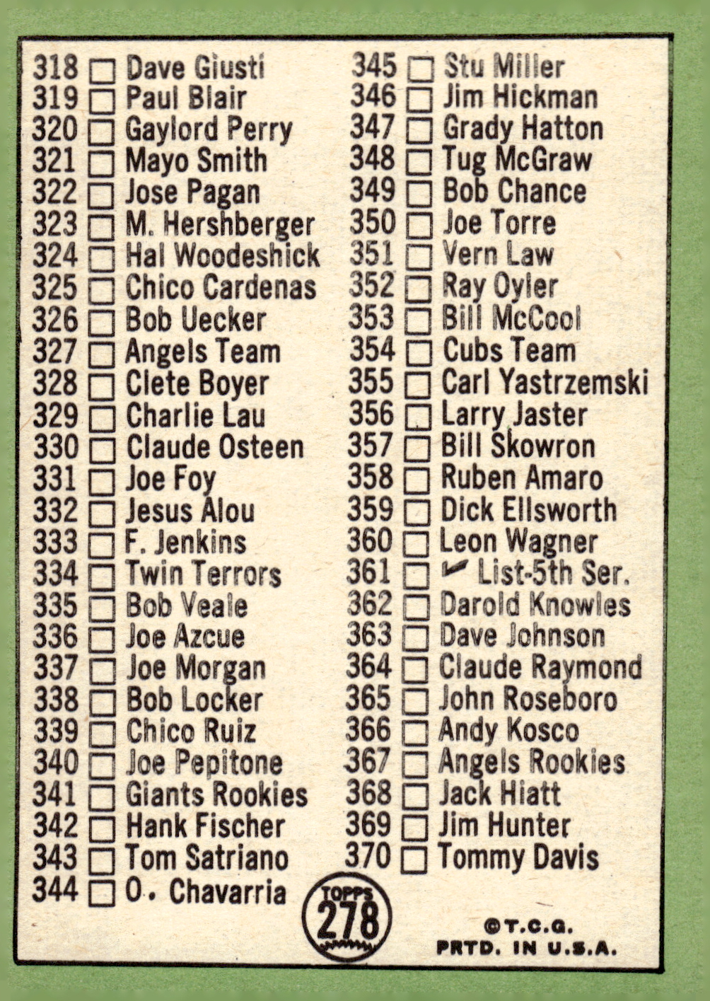 1967 TOPPS BASEBALL ASSORTED SINGLES U-PICK #265-456 - Picture 65 of 485