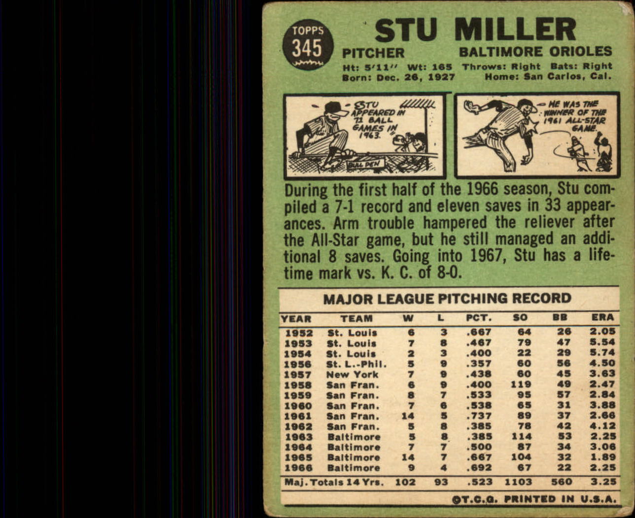 1967 TOPPS BASEBALL ASSORTED SINGLES U-PICK #265-456 - Picture 255 of 485