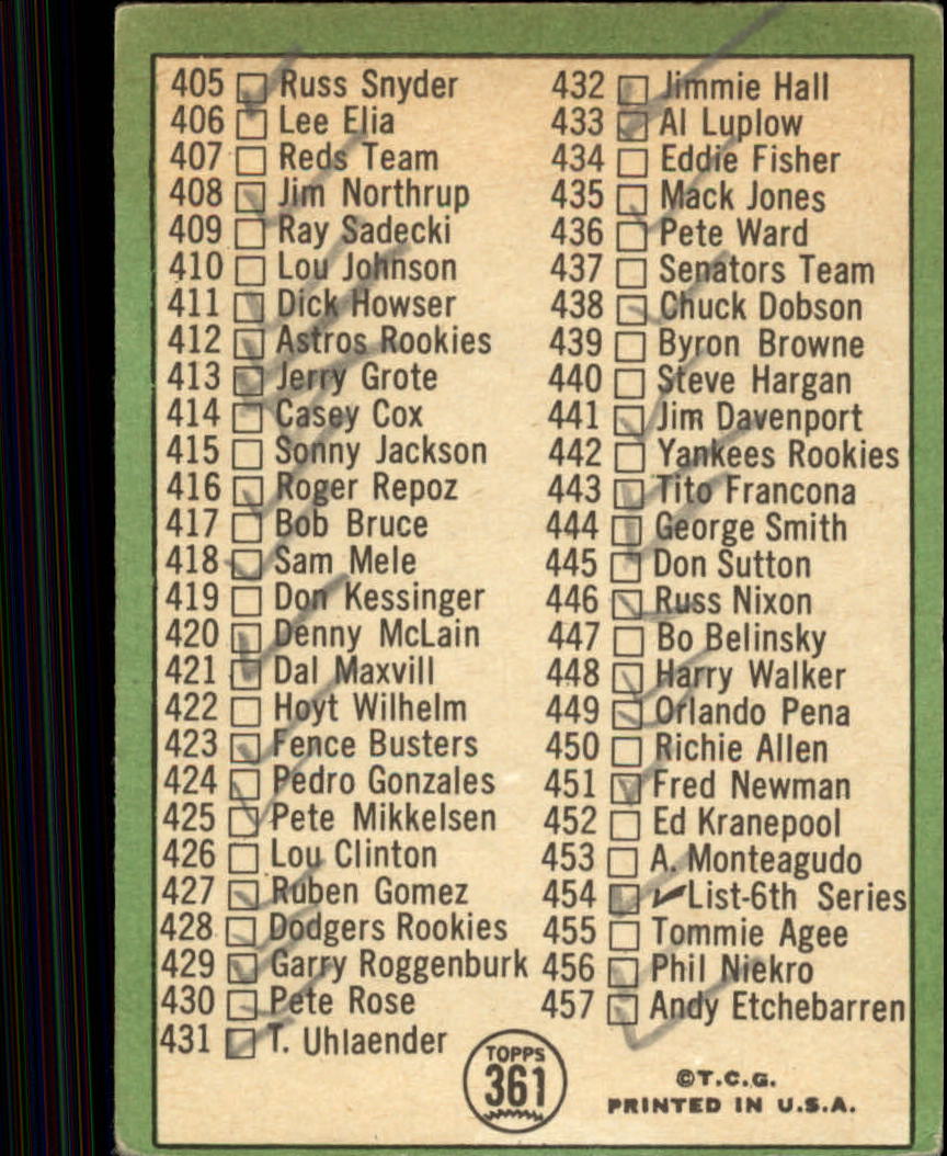 1967 TOPPS BASEBALL ASSORTED SINGLES U-PICK #265-456 - Picture 319 of 485
