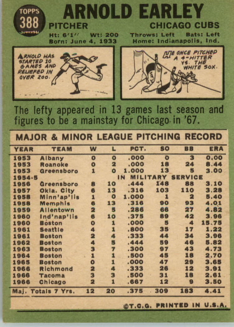 1967 TOPPS BASEBALL ASSORTED SINGLES U-PICK #265-456 - Picture 367 of 485