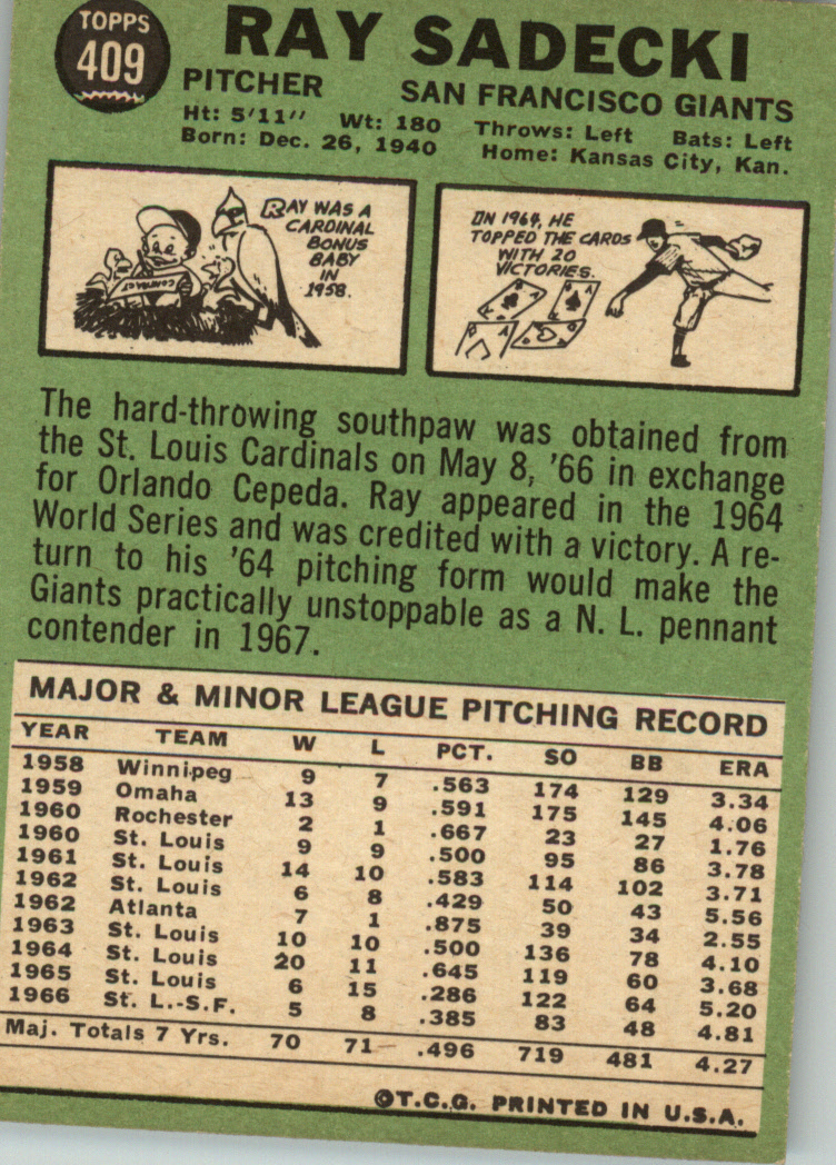 1967 TOPPS BASEBALL ASSORTED SINGLES U-PICK #265-456 - Picture 403 of 485