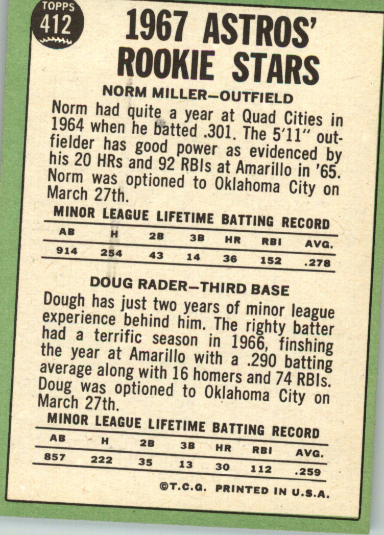 1967 TOPPS BASEBALL ASSORTED SINGLES U-PICK #265-456 - Picture 409 of 485