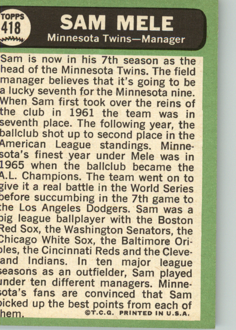 1967 TOPPS BASEBALL ASSORTED SINGLES U-PICK #265-456 - Picture 419 of 485