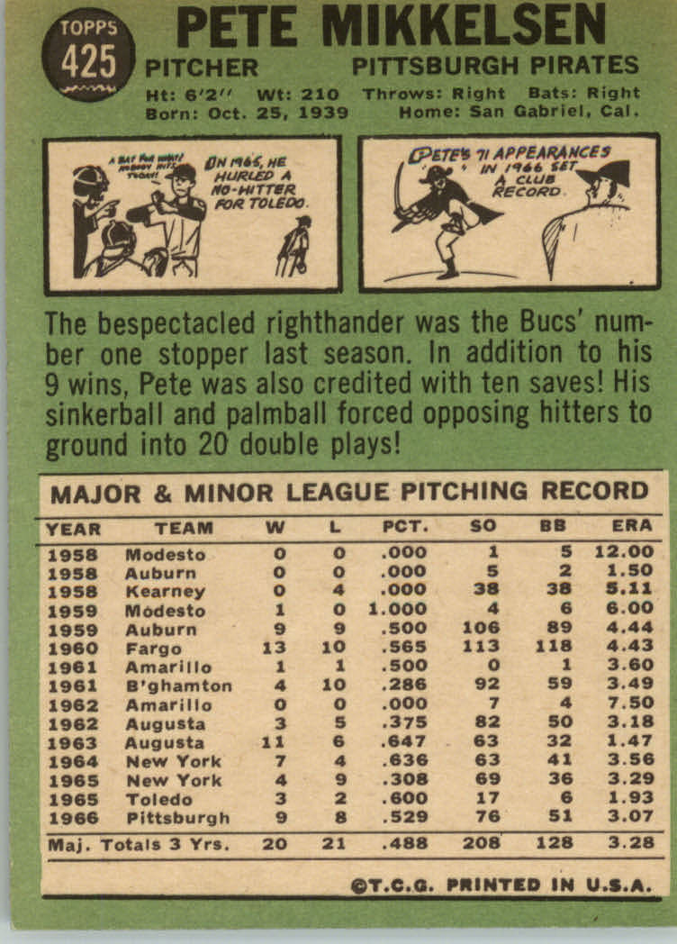 1967 TOPPS BASEBALL ASSORTED SINGLES U-PICK #265-456 - Picture 429 of 485