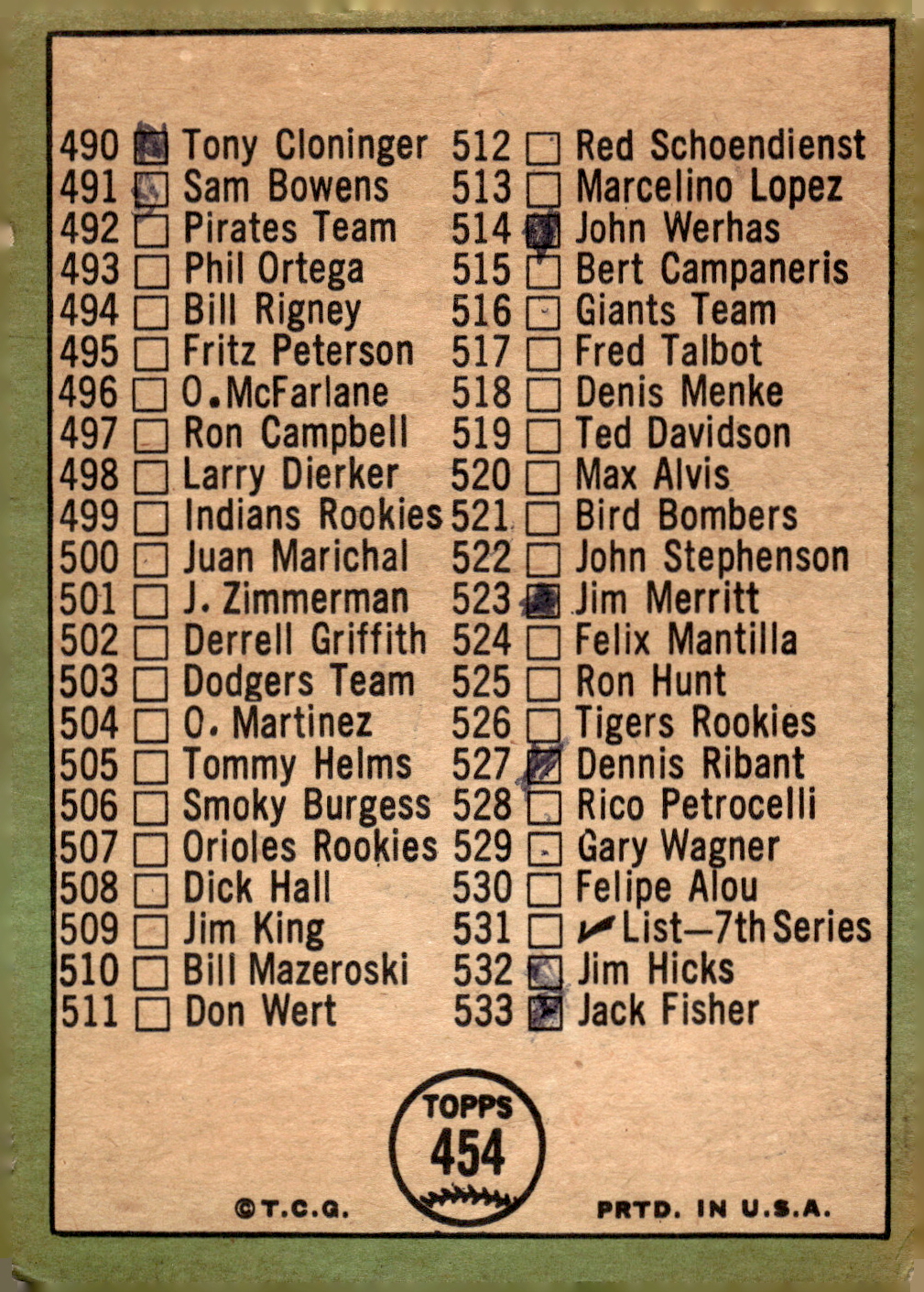 1967 TOPPS BASEBALL ASSORTED SINGLES U-PICK #265-456 - Picture 479 of 485