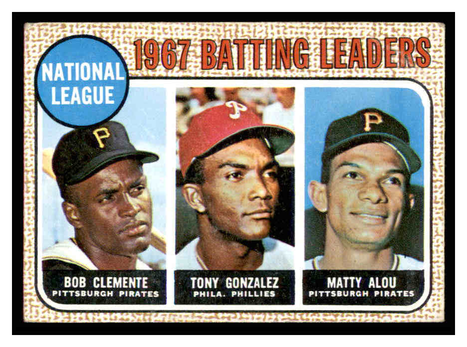 1968 Topps #1 NL Batting Leaders/Roberto Clemente/Tony Gonzalez/Matty Alou