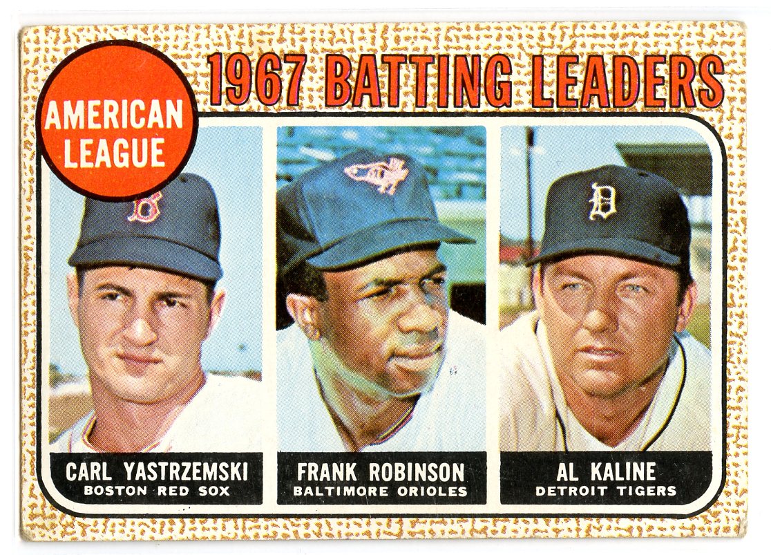 1968 Topps #4 American League 1967 RBI Leaders (Carl Yastrzemski / Harmon  Killebrew / Frank Robinson)