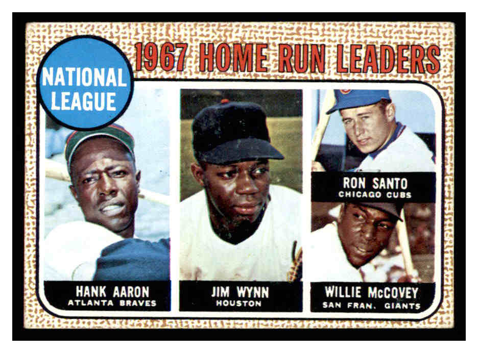 1968 Topps #5 NL Home Run Leaders/Hank Aaron/Jim Wynn/Ron Santo/Willie McCovey