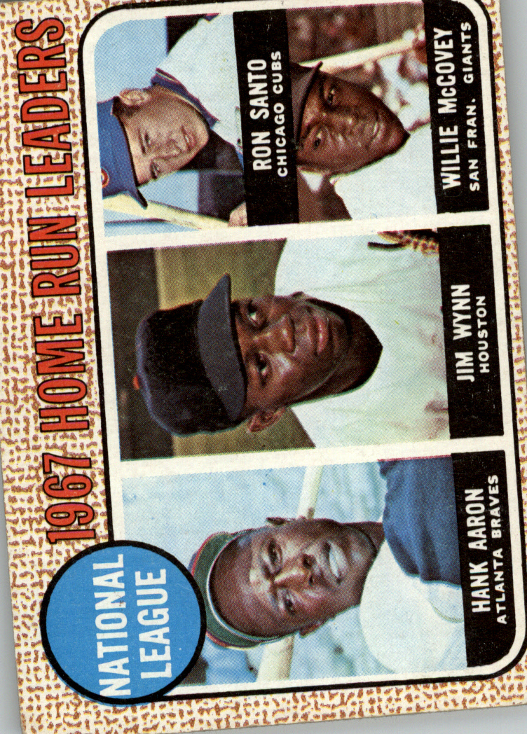 1968 Topps #5 NL Home Run Leaders/Hank Aaron/Jim Wynn/Ron Santo/Willie McCovey