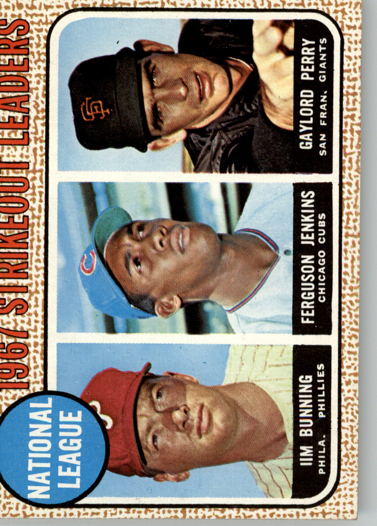 1968 Topps #11 NL Strikeout Leaders/Jim Bunning/Ferguson Jenkins/Gaylord Perry