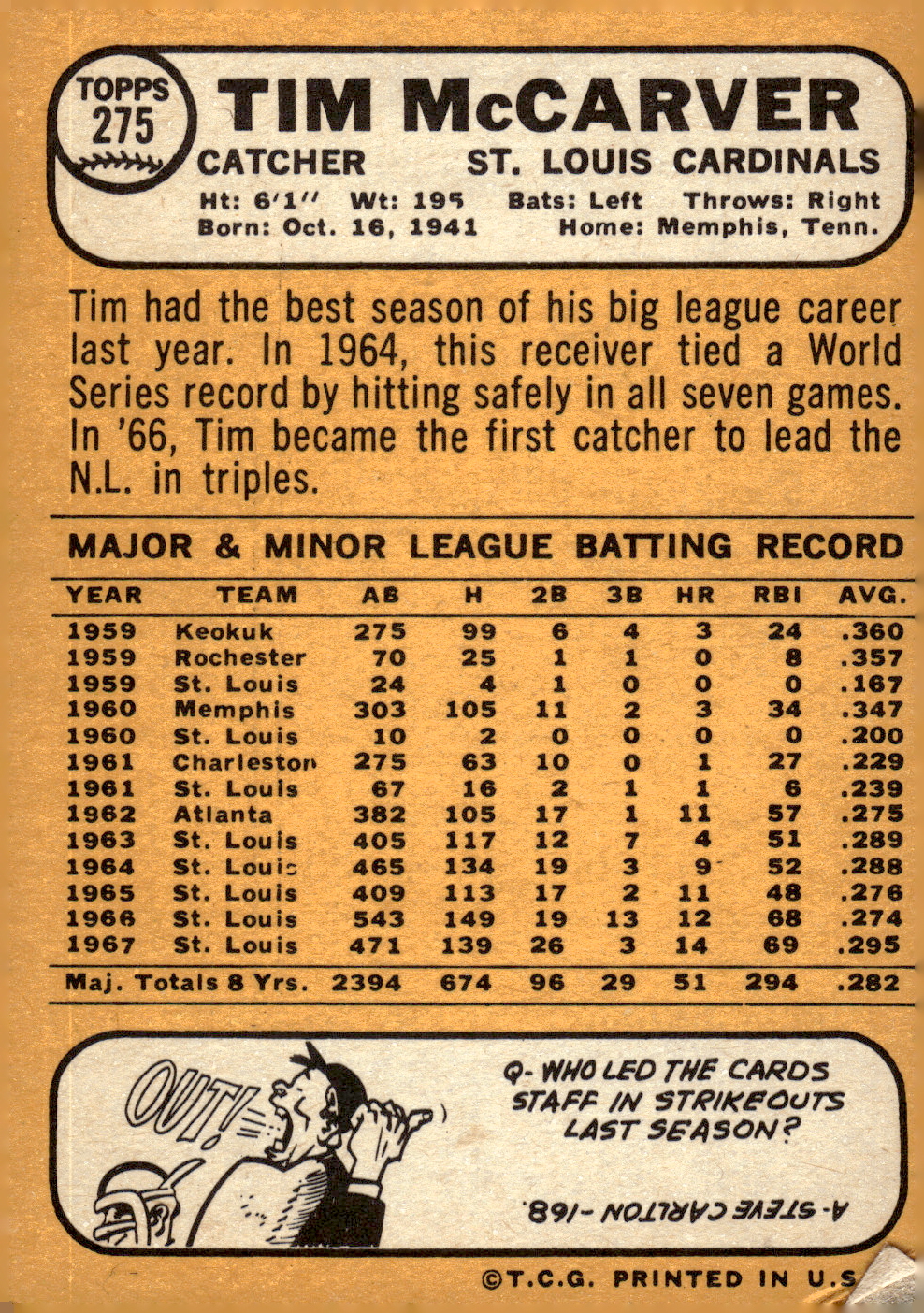 1968 TOPPS BASEBALL ASSORTED SINGLES U-PICK #273-308 - Picture 7 of 126