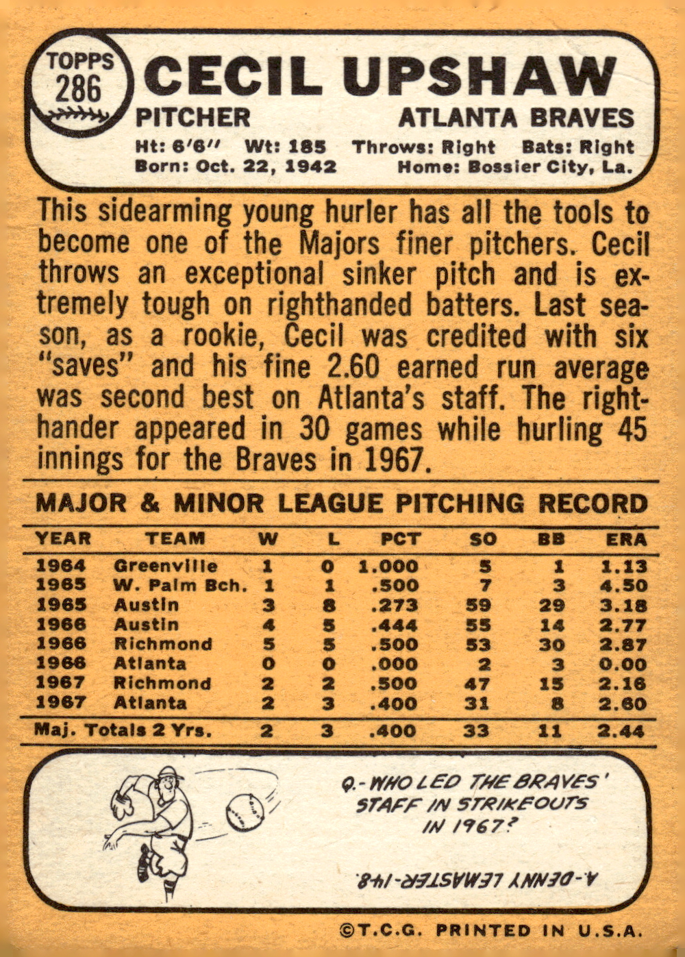 1968 TOPPS BASEBALL ASSORTED SINGLES U-PICK #273-308 - Picture 39 of 126