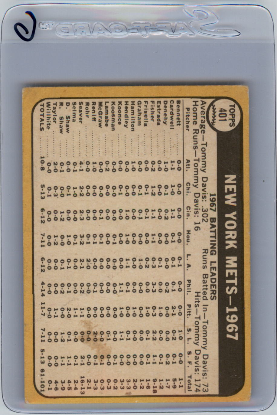 1968 Topps #401 Mets Team back image
