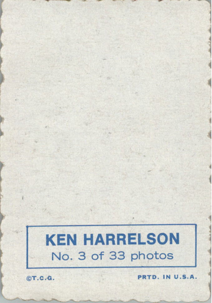 1969 Topps Deckle Edge #3 Ken Harrelson back image