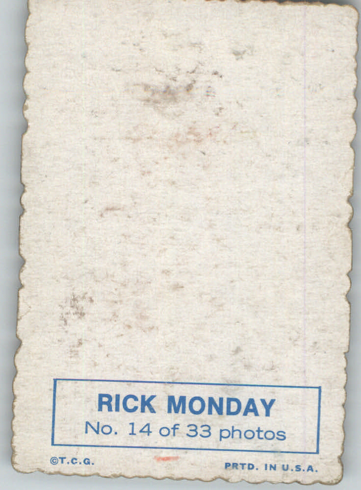 1969 Topps Deckle Edge #14 Rick Monday back image