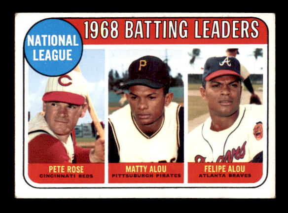 1969 Topps #2 NL Batting Leaders/Pete Rose/Matty Alou/Felipe Alou
