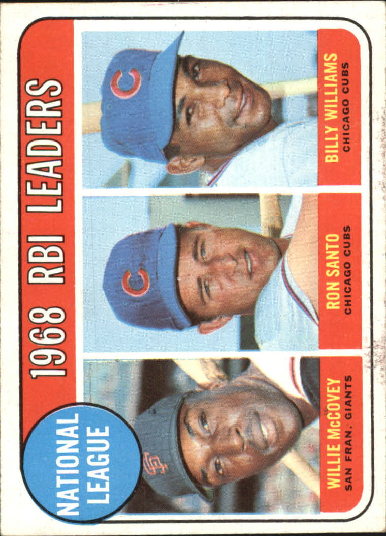 1969 Topps #4 NL RBI Leaders/Willie McCovey/Ron Santo/Billy Williams