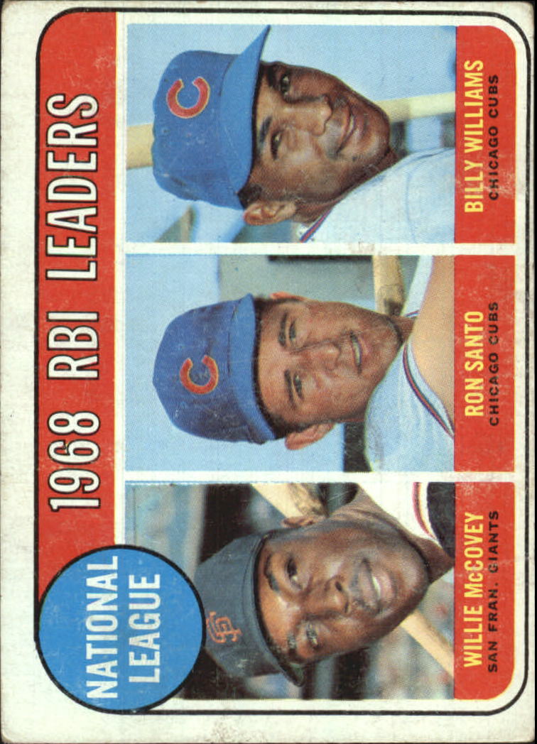 1969 Topps #4 NL RBI Leaders/Willie McCovey/Ron Santo/Billy Williams