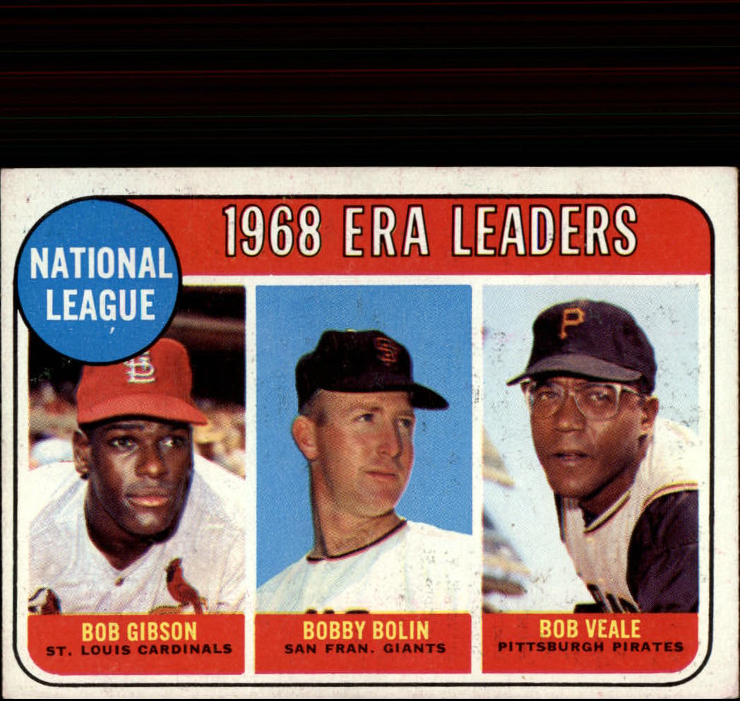 1969 Topps #8 NL ERA Leaders/Bob Gibson/Bobby Bolin/Bob Veale