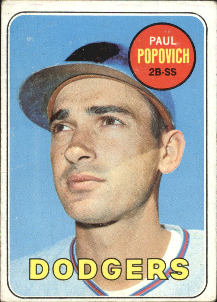 1969 Topps #47A Paul Popovich/No helmet emblem, thick airbrushing