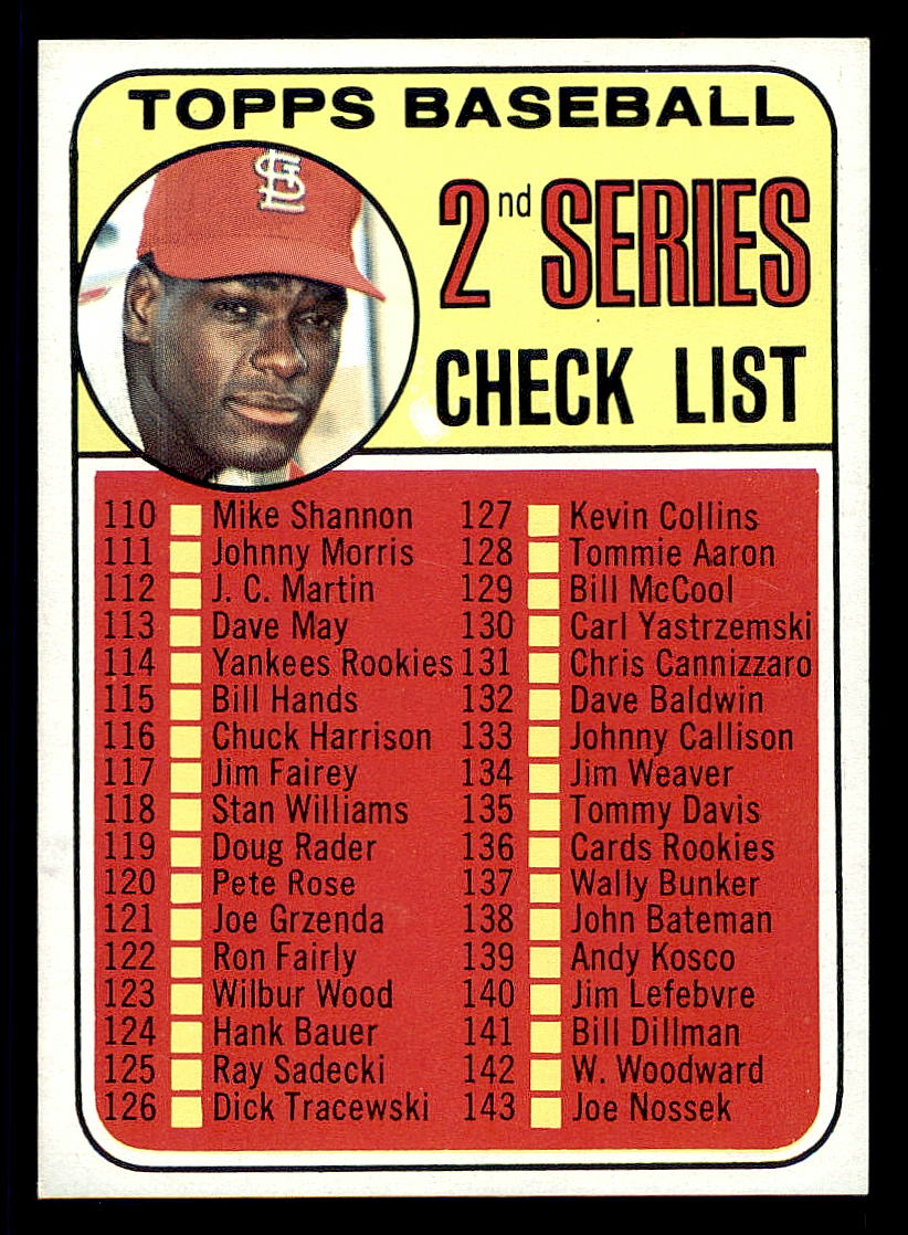 1969 Topps #107A Checklist 2 ERR/Bob Gibson/161 Jim Purdin