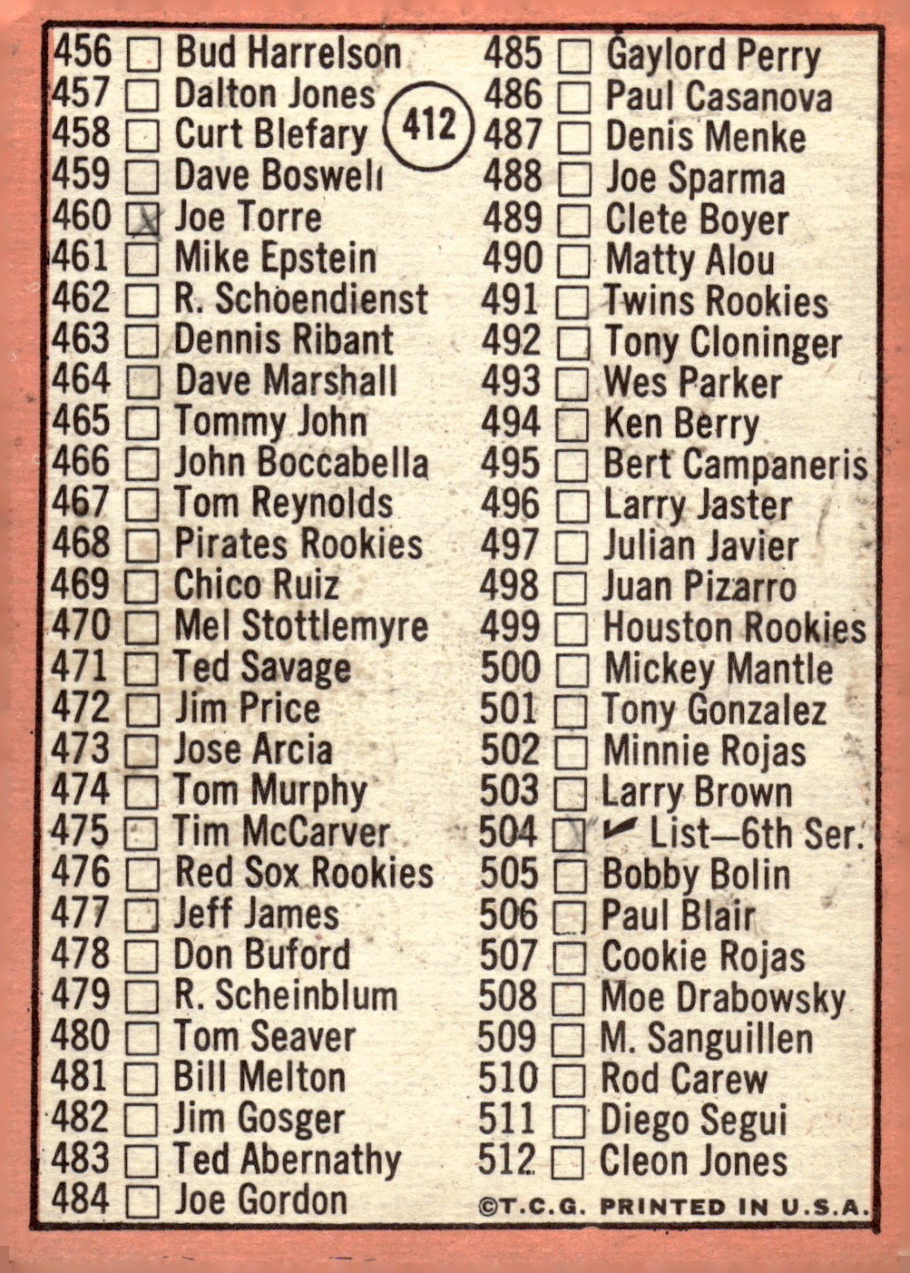 1969 TOPPS BASEBALL ASSORTED SINGLES U-PICK #377-512 - Picture 159 of 501