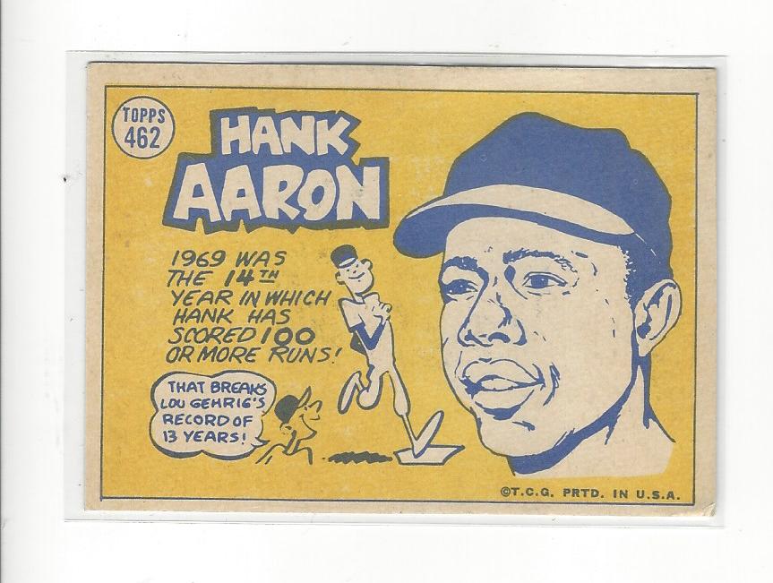 1970 Topps #462 Hank Aaron AS back image
