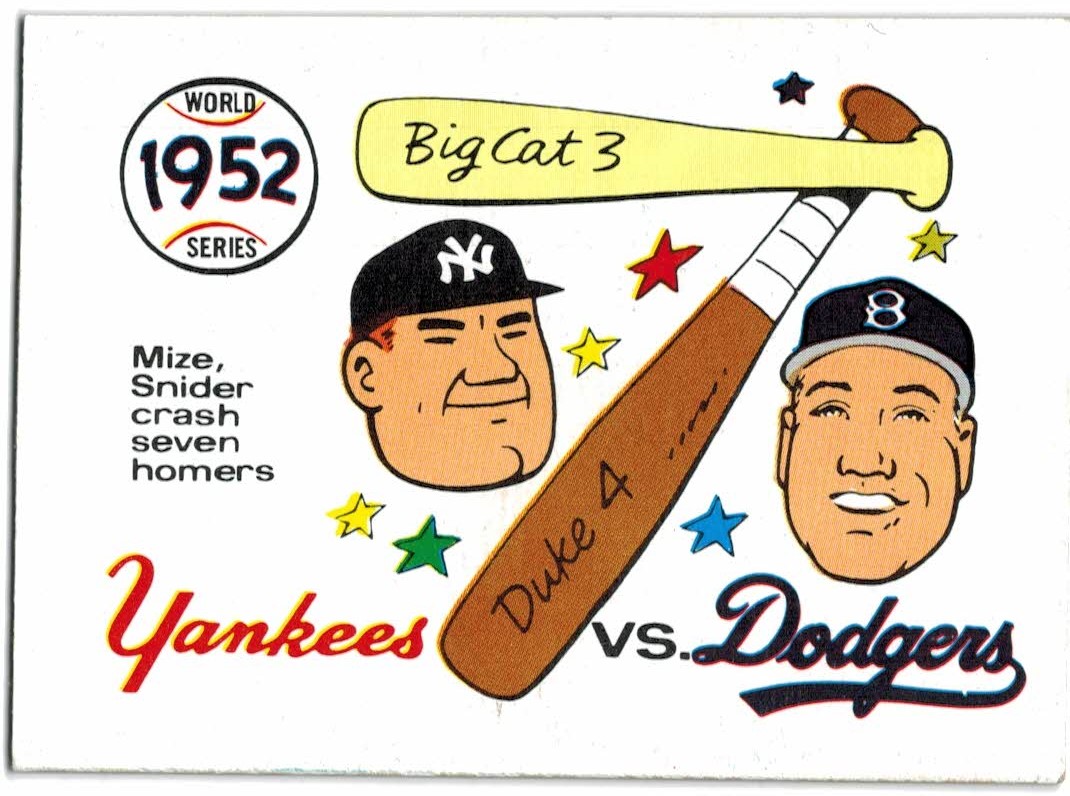 1970 Fleer Laughlin World Series Blue Backs #49 1952 Yankees/Dodgers/(Johnny Mize/and Duke Snide