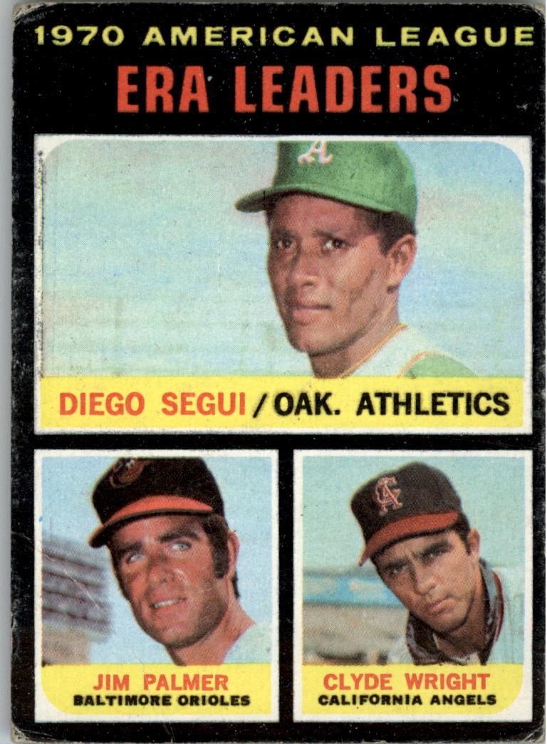 1971 Topps #67 AL ERA Leaders/Diego Segui/Jim Palmer/Clyde Wright