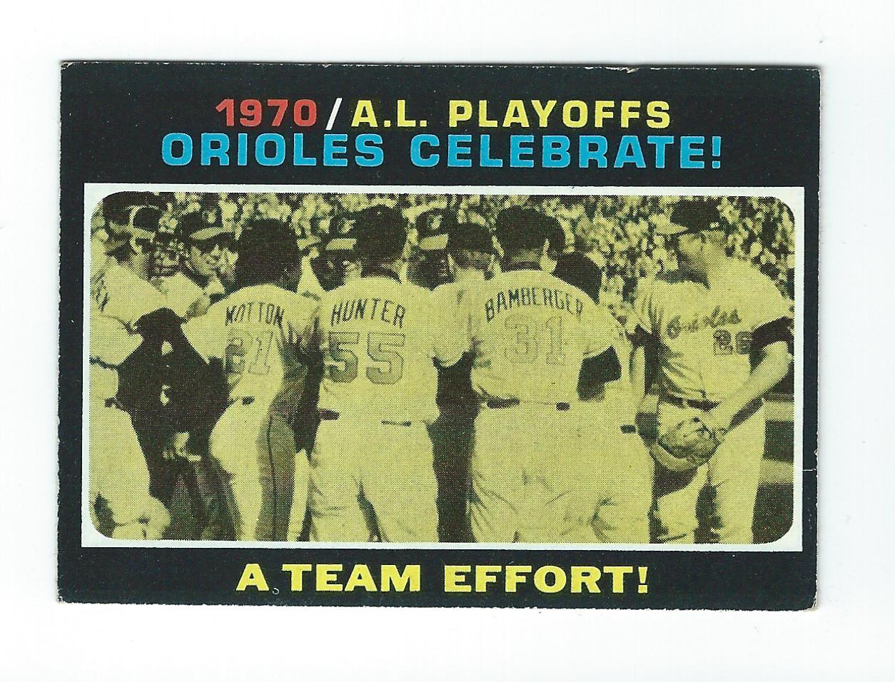 1971 Topps #198 AL Playoff Summary/Orioles Celebrate
