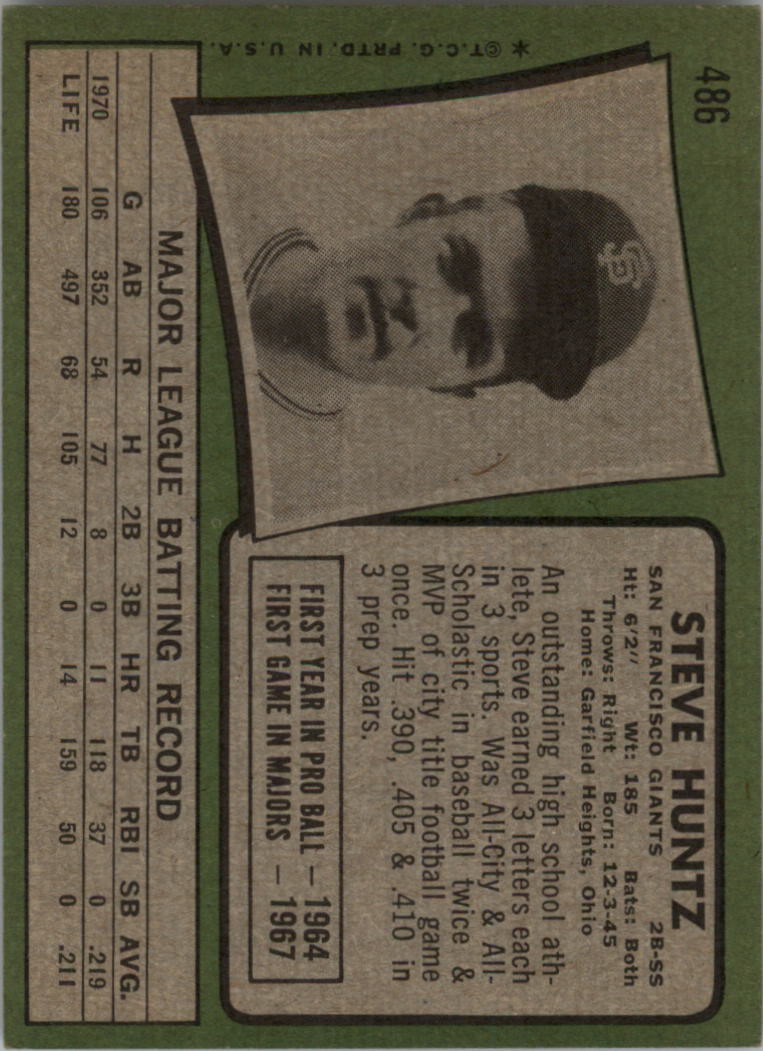 1971 Topps #486 Steve Huntz back image
