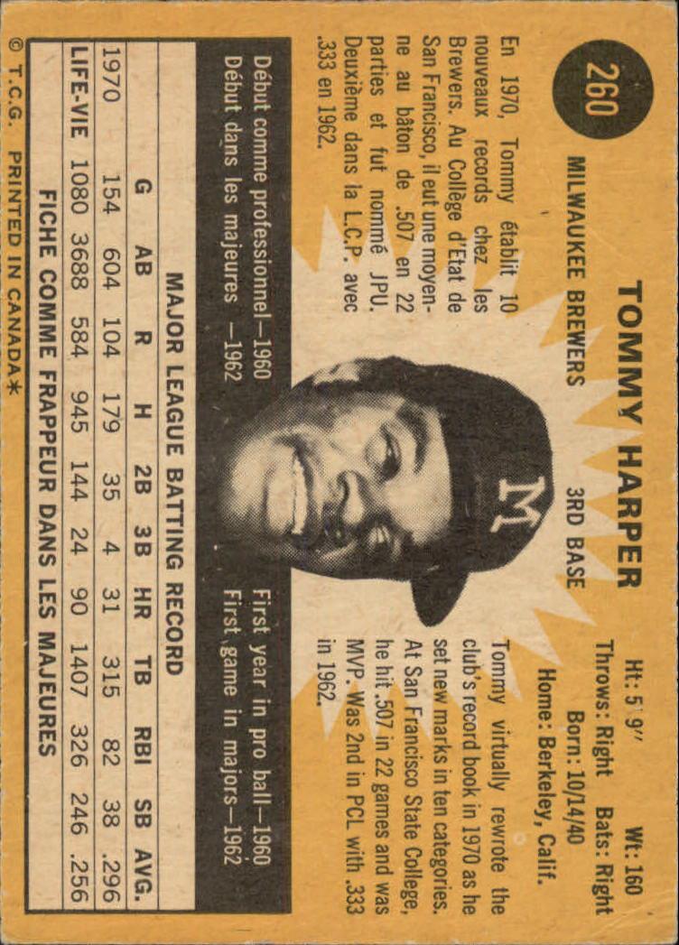 1971 O-Pee-Chee #260 Tommy Harper back image