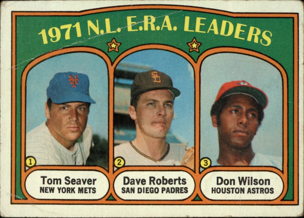 1972 Topps #91 NL ERA Leaders/Tom Seaver/Dave Roberts UER/Photo actually/Danny Coombs/Don Wilson