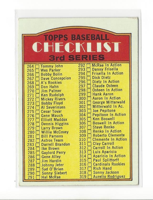 1972 Topps #251 Checklist 264-394