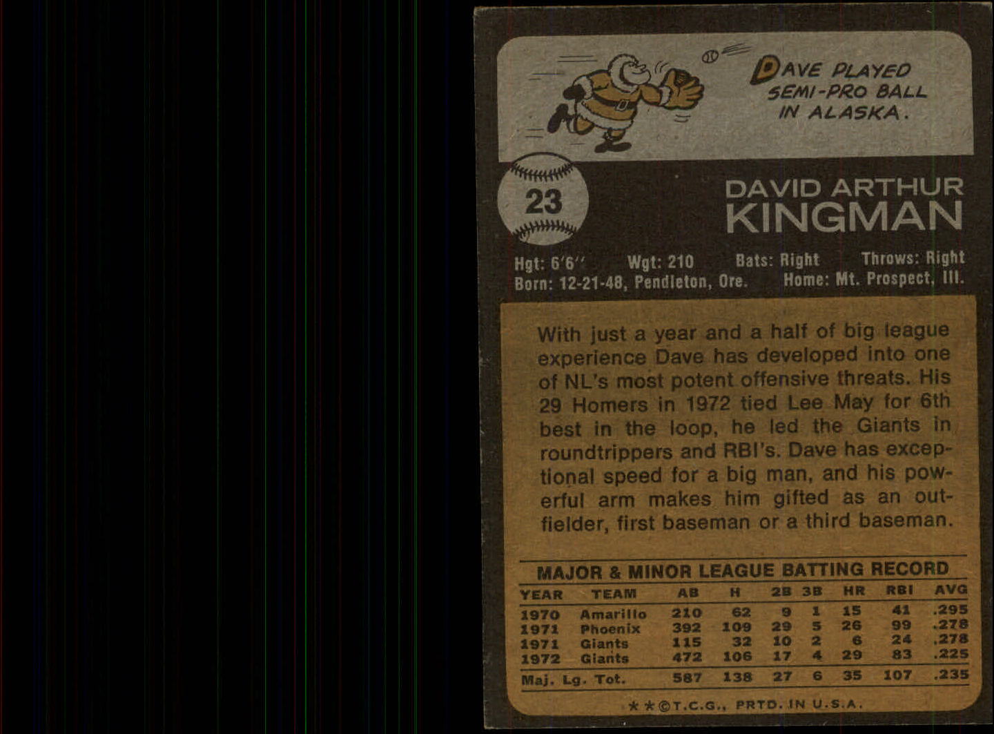 1973 Topps Dave Kingman