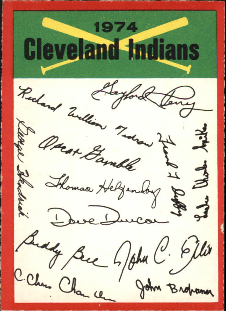 1974 O-Pee-Chee Team Checklists #8 Cleveland Indians