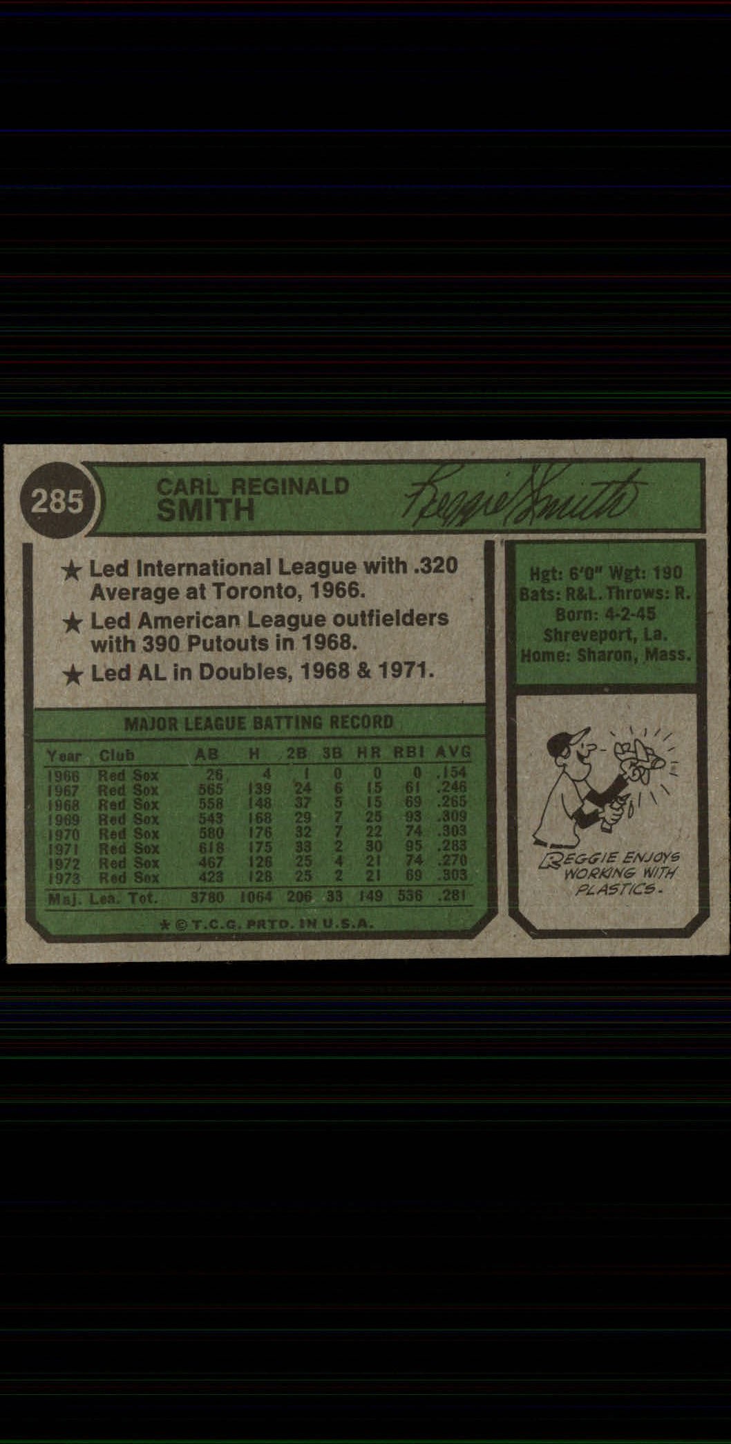 1974 Topps #285 Reggie Smith - EX-MT