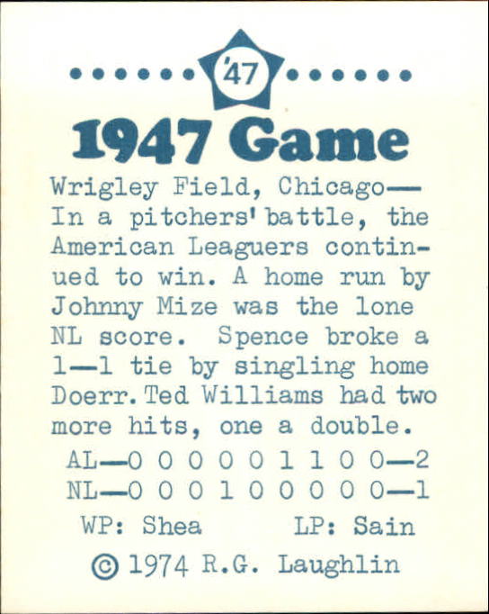 1974 Laughlin All-Star Games #47 Johnny Mize/Plants One back image