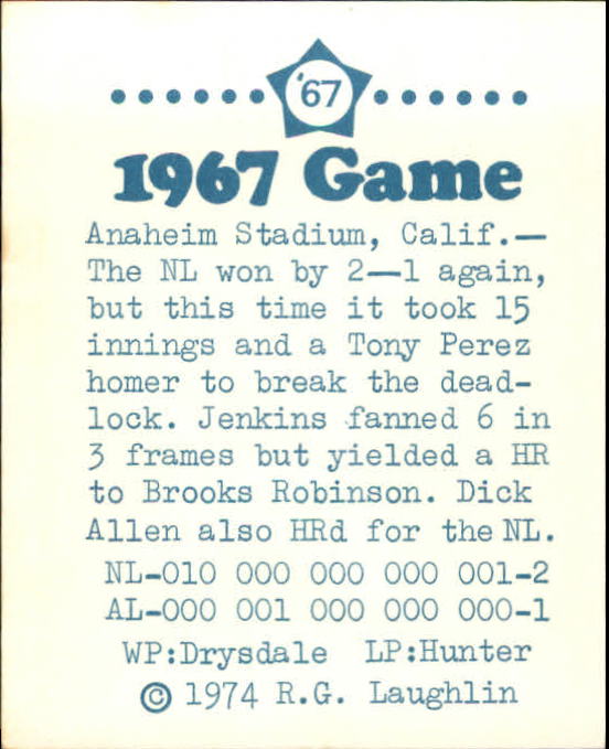 1974 Laughlin All-Star Games #67 Fergie Jenkins/Fans Six back image